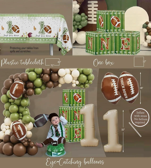 Alt view image 14 of 14 - HYCSANBAO Football 1st Birthday Party Decorations1st Year Down Birthday DecorationsFirst Year Down Football Birthday Decorations Party Supplies