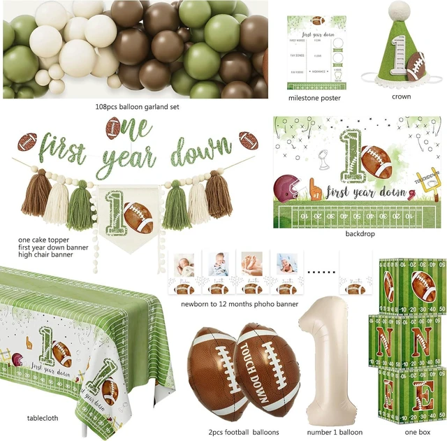 Alt view image 9 of 14 - HYCSANBAO Football 1st Birthday Party Decorations1st Year Down Birthday DecorationsFirst Year Down Football Birthday Decorations Party Supplies