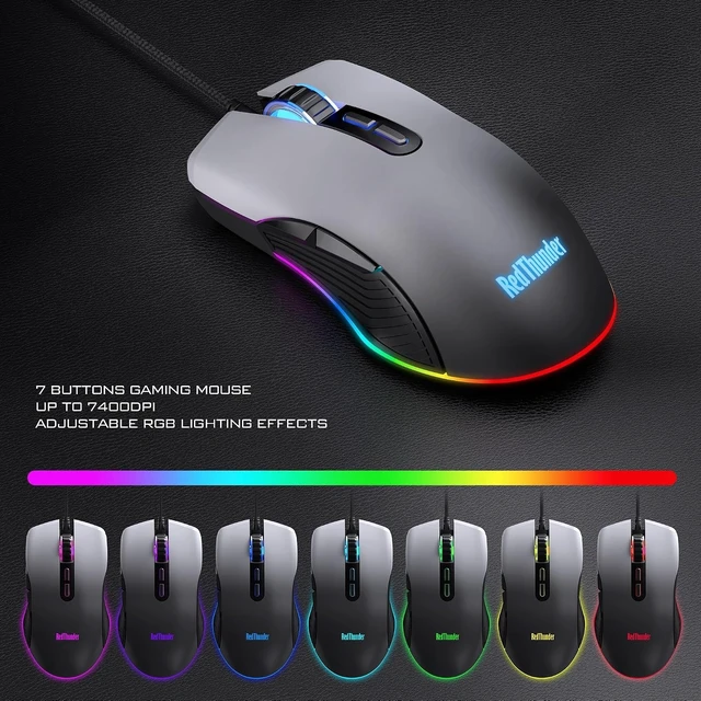 Alt view image 13 of 14 - RedThunder K10 Wired Gaming Keyboard, Mouse Wrist Rest Combo, RGB Backlit, Mechanical Feel Anti-ghosting Keyboard + 7D 7200 DPI Mice+Soft Leather Wrist Rest 3 in 1 PC Gamer Accessories(Gradient Gray)
