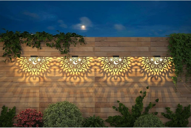 Alt view image 12 of 14 - Gardsee Solar Fence Lights 6 Pack Solar Deck Lights Waterproof LED Solar Powered Step Light Wall Lights Outdoor Decorations Warm Yellow Light Decorative Lighting for Garden (Black)