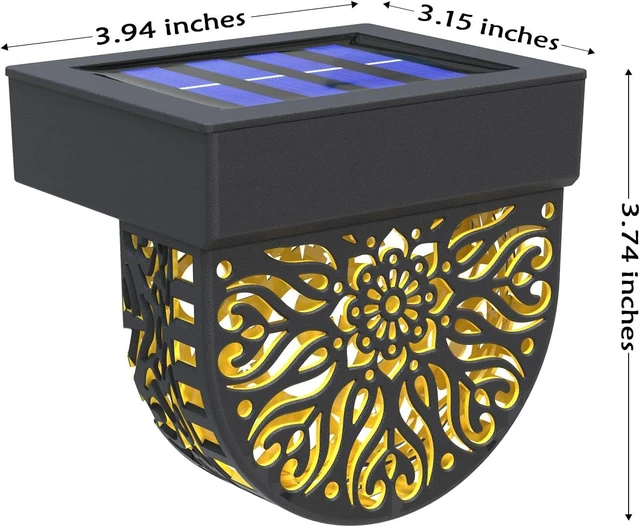 Alt view image 14 of 14 - Gardsee Solar Fence Lights 6 Pack Solar Deck Lights Waterproof LED Solar Powered Step Light Wall Lights Outdoor Decorations Warm Yellow Light Decorative Lighting for Garden (Black)