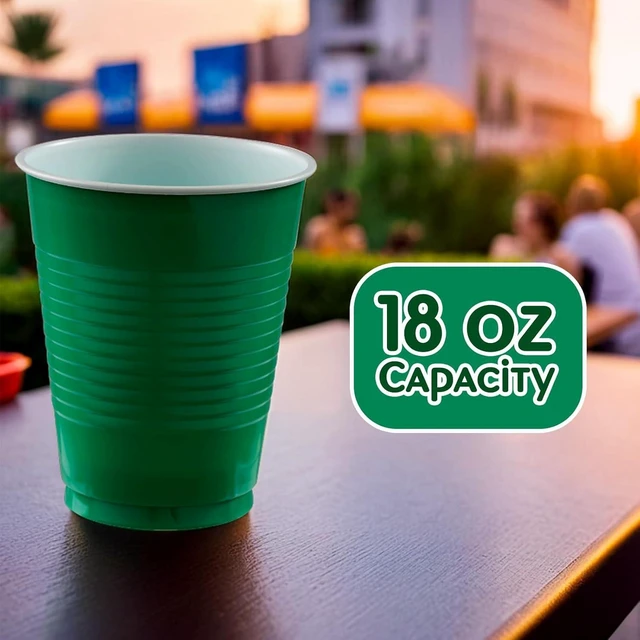 Alt view image 8 of 8 - Amscan 436801.03 Big Party Pack Festive Green Plastic Cups | 16 oz.| Pack of 50 | Party Supply