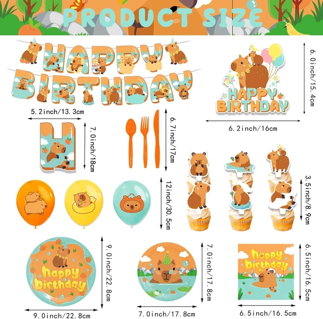 Alt view image 10 of 12 - Capybara Birthday DecorationsCapybara Party SuppliesCapybara Party DecorationsCapybara Party Supplies Include Balloons,Backdrop,Banner, Cake ToppersTableware, Tablecloth