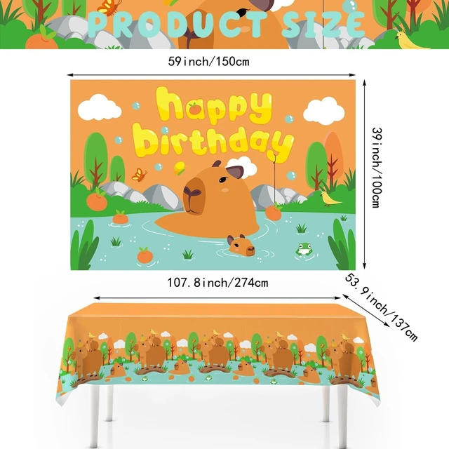 Alt view image 11 of 12 - Capybara Birthday DecorationsCapybara Party SuppliesCapybara Party DecorationsCapybara Party Supplies Include Balloons,Backdrop,Banner, Cake ToppersTableware, Tablecloth