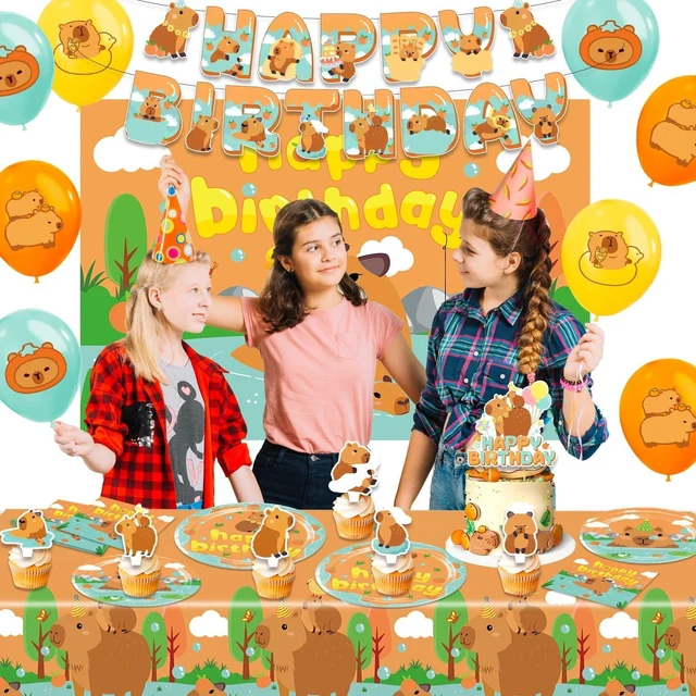 Alt view image 12 of 12 - Capybara Birthday DecorationsCapybara Party SuppliesCapybara Party DecorationsCapybara Party Supplies Include Balloons,Backdrop,Banner, Cake ToppersTableware, Tablecloth