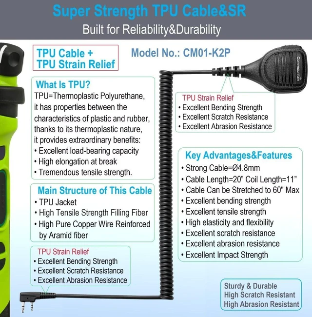 Alt view image 12 of 14 - commountain Heavy Speaker Mic Compatible for Baofeng Radios BF-F8HP UV-82HP UV-5R UV82 UV82C UV5R5 UV5RA UV5RE UV5X3 and Kenwood BTECH Retevis Samcom Radios, Walkie Talkie Microphone-2 Pack