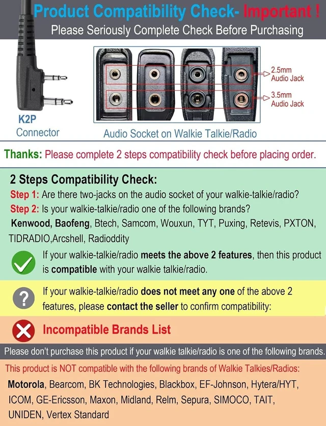 Alt view image 9 of 14 - commountain Heavy Speaker Mic Compatible for Baofeng Radios BF-F8HP UV-82HP UV-5R UV82 UV82C UV5R5 UV5RA UV5RE UV5X3 and Kenwood BTECH Retevis Samcom Radios, Walkie Talkie Microphone-2 Pack