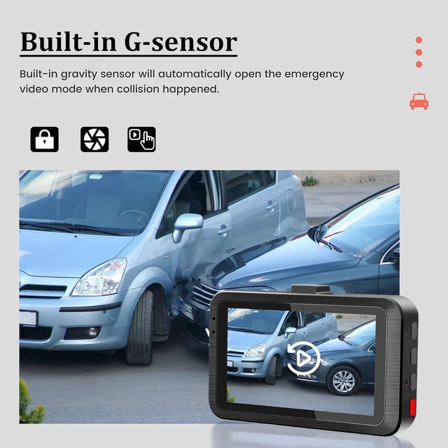 Alt view image 12 of 14 - Dash Camera for Car - 3 Inch 1080P IPS Touchscreen Car Camera - G-Sensor/Loop Recording / 24H Parking Monitor / 150° Wide Angle/Night Vision/Exposure Compensation/Support TF Card