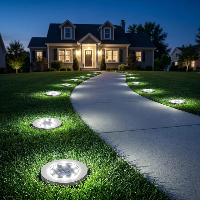 Alt view image 12 of 14 - INCX 4.6 inch Solar Lights Outdoor Waterproof,12 Pack Solar Lights for Outside, Solar Garden Lights Landscape Lighting for Patio Pathway Lawn Yard Deck Driveway Walkway, Cold White
