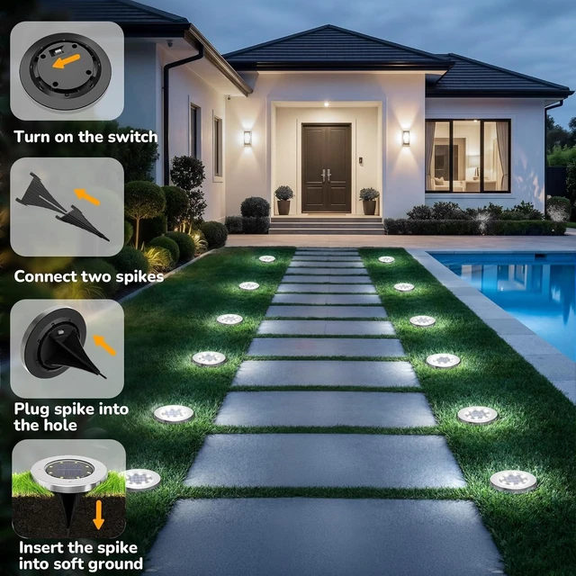 Alt view image 13 of 14 - INCX 4.6 inch Solar Lights Outdoor Waterproof,12 Pack Solar Lights for Outside, Solar Garden Lights Landscape Lighting for Patio Pathway Lawn Yard Deck Driveway Walkway, Cold White