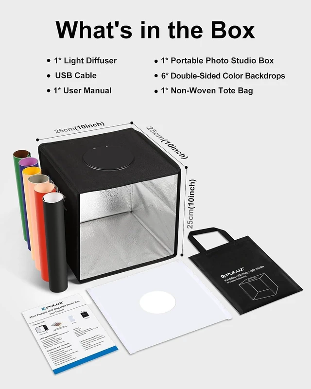 Alt view image 14 of 14 - PULUZ Mini Photo Studio Light Box, Photo Shooting Tent kit, Portable Folding Photography Light Tent with CRI >95 104pcs LED Light & 6 Kinds Double-Sided Color Backgrounds for Small Size Products