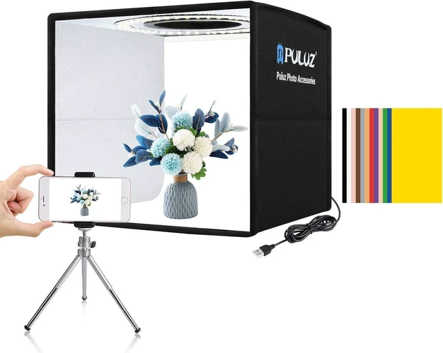 Alt view image 8 of 14 - PULUZ Mini Photo Studio Light Box, Photo Shooting Tent kit, Portable Folding Photography Light Tent with CRI >95 104pcs LED Light & 6 Kinds Double-Sided Color Backgrounds for Small Size Products
