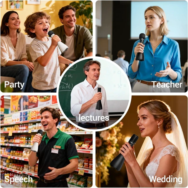 Alt view image 12 of 12 - TAKSTAR Bluetooth Microphone & Voice Amplifier, 15W Wireless Handheld Mic with Speaker LED Display, 4 Modes, Noise Canceling, Portable PA System for Teaching Singing Speaking Karaoke Wedding - DA10