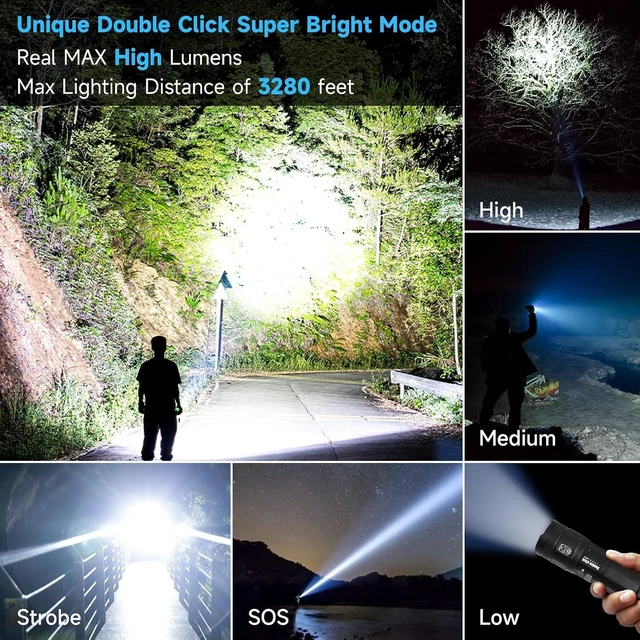 Alt view image 9 of 14 - Father's Day 3000 Lumens Rechargeable Tactical Flashlight with COB Work Light, Super Bright High-Powered Handheld for Emergencies, Camping, Hiking - Perfect for Dad