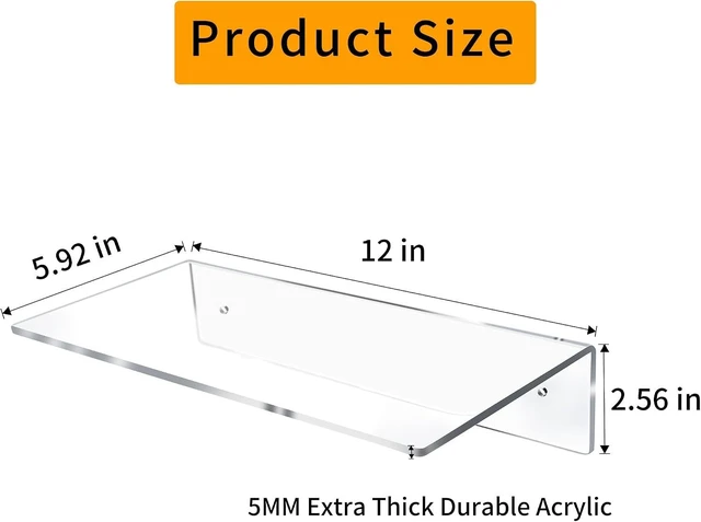 Alt view image 10 of 14 - Jansburg 12 Inch L-Shaped Acrylic Floating Shelf Clear Wall Mounted Shelves Invisible 5MM Thick Shelf for Wall Storage Clear Shelves for Makeup Photo Picture Book Record Display 4 Pack
