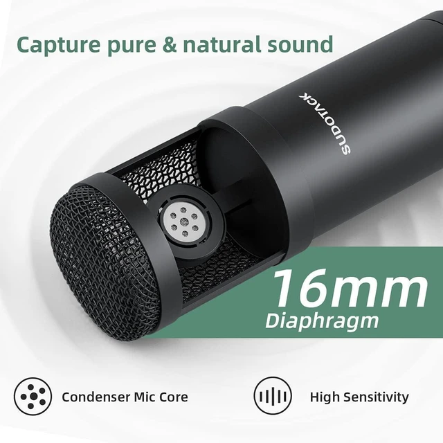 Alt view image 9 of 14 - SUDOTACK ST-800 Podcast Microphone Kit, 192kHz/24bit USB Condenser PC Mic | 192kHz/24bit chipset, cardioid pickup, studio recording, streaming gaming, voice-over YouTube Twitch, desktop creators