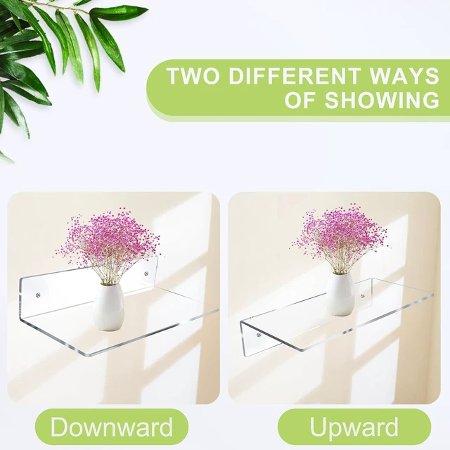 Alt view image 12 of 14 - Jansburg 12 Inch L-Shaped Acrylic Floating Shelf Clear Wall Mounted Shelves Invisible 5MM Thick Shelf for Wall Storage Clear Shelves for Makeup Photo Picture Book Record Display 4 Pack
