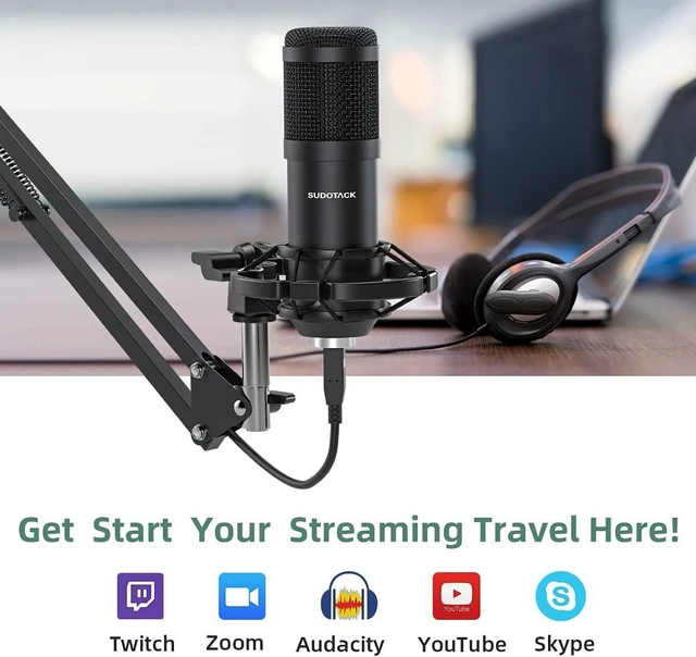 Alt view image 13 of 14 - SUDOTACK ST-800 Podcast Microphone Kit, 192kHz/24bit USB Condenser PC Mic | 192kHz/24bit chipset, cardioid pickup, studio recording, streaming gaming, voice-over YouTube Twitch, desktop creators