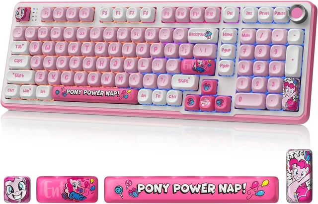 Alt view image 8 of 14 - My Little Pony Wireless Mechanical Keyboard - 101 Keys RGB Gaming Keyboard with Custom Linear Switches, Hot-Swap & Knob Control, Triple Connection (BT5.0/USB-C/2.4GHz), Ergonomic for Work & Gaming