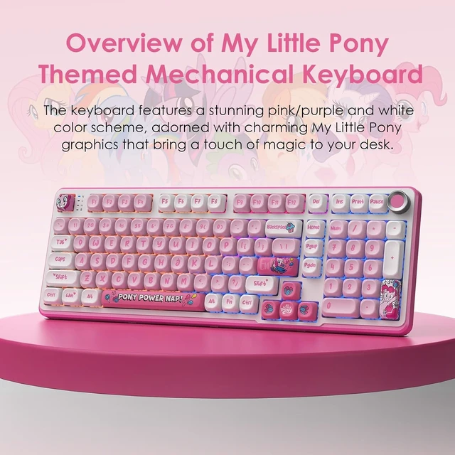 Alt view image 9 of 14 - My Little Pony Wireless Mechanical Keyboard - 101 Keys RGB Gaming Keyboard with Custom Linear Switches, Hot-Swap & Knob Control, Triple Connection (BT5.0/USB-C/2.4GHz), Ergonomic for Work & Gaming