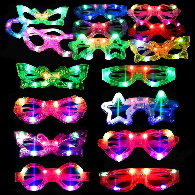 Alt view image 8 of 14 - 24 Packs LED Glasses for kids Glow in the dark Party Supplies ,6 LED 6 Shapes Light up Party Glasses Flashing Glow Party Favor Toys Bulk for Kids Adults Birthday Party Favor Halloween Holiday