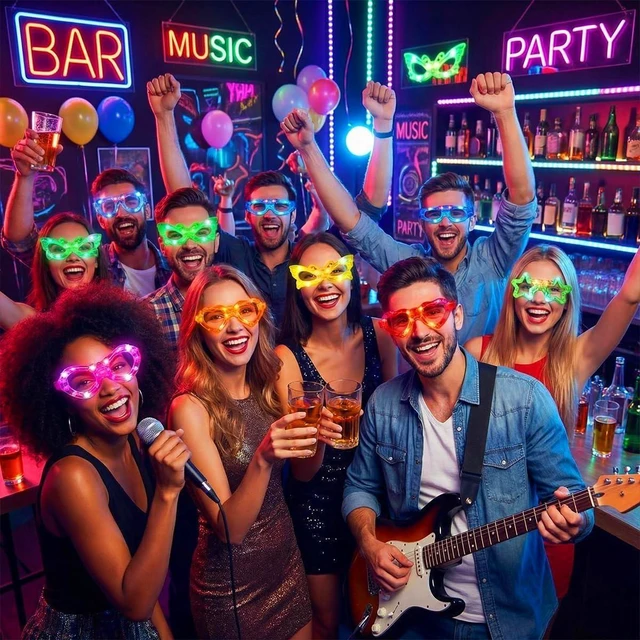 Alt view image 10 of 14 - 24 Packs LED Glasses for kids Glow in the dark Party Supplies ,6 LED 6 Shapes Light up Party Glasses Flashing Glow Party Favor Toys Bulk for Kids Adults Birthday Party Favor Halloween Holiday