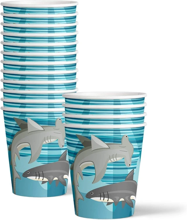 Alt view image 10 of 14 - Shark Birthday Party Supplies - Ocean Animal Theme Party Supplies - Coral Reef Party Supplies | Tableware Set Includes Plates, Napkins and Cups | Kit for 16