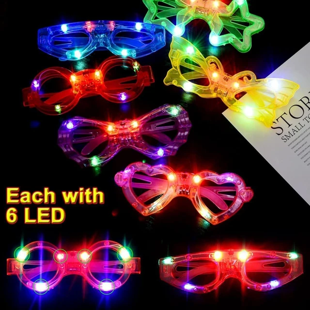 Alt view image 13 of 14 - 24 Packs LED Glasses for kids Glow in the dark Party Supplies ,6 LED 6 Shapes Light up Party Glasses Flashing Glow Party Favor Toys Bulk for Kids Adults Birthday Party Favor Halloween Holiday