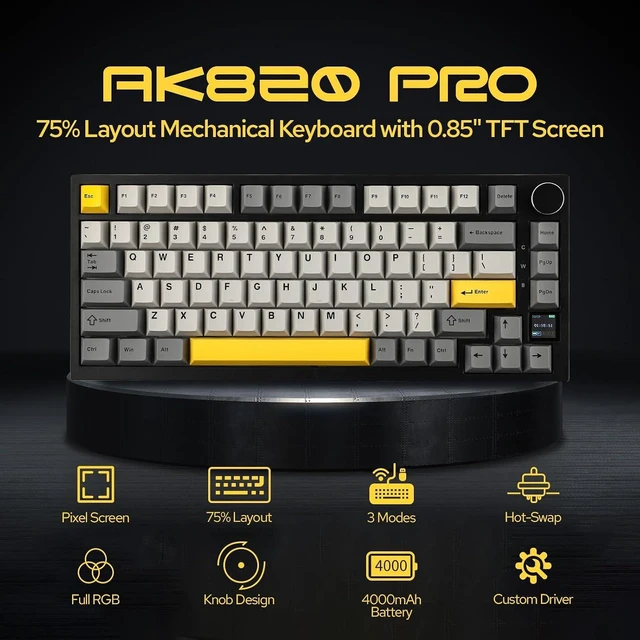 Alt view image 8 of 12 - EPOMAKER Ajazz AK820 Pro Wireless Mechanical Keyboard with TFT Display&Knob