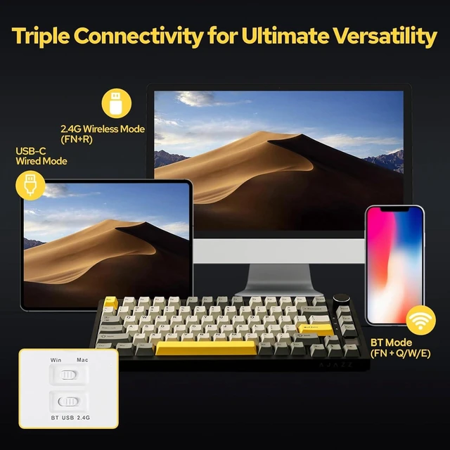 Alt view image 10 of 12 - EPOMAKER Ajazz AK820 Pro Wireless Mechanical Keyboard with TFT Display&Knob