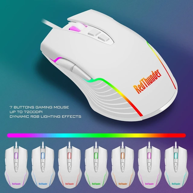 Alt view image 13 of 14 - RedThunder K10 Wired Gaming Keyboard and Mouse and Wrist Rest Combo, RGB Backlit, Mechanical Feel Anti-ghosting Keyboard + 7D 7200 DPI Mice+Soft Leather Wrist Rest 3 in 1 PC Gamer Accessories(White)
