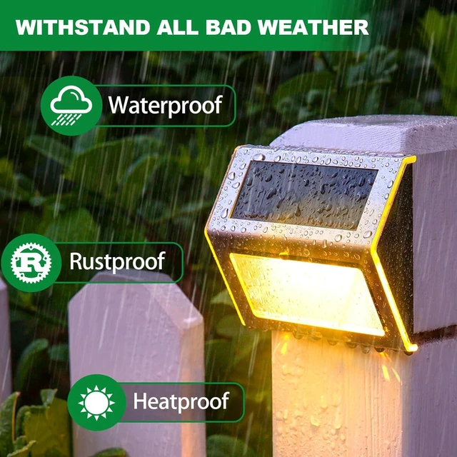 Alt view image 12 of 14 - JSOT 12 Pack Solar Lights Outdoor Waterproof for Stairs - Solar Deck Lights Stainless Steel Step Fence Patio Post Wall Lamp for Garden Pathway Walkway LED Decor Light(Warm Light)