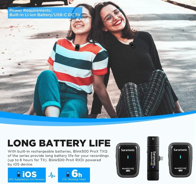 Alt view image 12 of 14 - Saramonic Blink500 Prox-Q4 Wireless Lavalier Microphone for iPhone iPad - mini Plug Play Cordless Lapel Mic for Vlog Podcast Facebook Live Stream Filming Video Recording (TX+TX+RX)