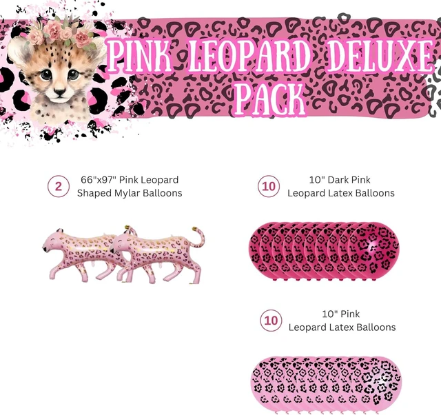 Alt view image 9 of 12 - Pink Leopard Deluxe Party Supplies Pack (124 Pieces for 16 Guests) - Cheetah Party Decorations, Two Wild Birthday for Girls - Blue Orchards