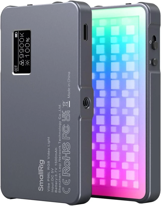 Alt view image 8 of 14 - P96L RGB Video Light by SmallRig, Portable Metal LED Camera Light, 2500-8000K, 21 Effects, CRI 96+, OLED Display, Photo and Video Lighting, Long Battery Life, Fits Phone and Camera