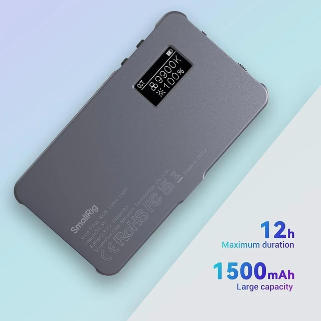 Alt view image 11 of 14 - P96L RGB Video Light by SmallRig, Portable Metal LED Camera Light, 2500-8000K, 21 Effects, CRI 96+, OLED Display, Photo and Video Lighting, Long Battery Life, Fits Phone and Camera