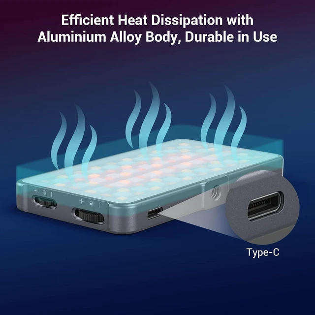 Alt view image 14 of 14 - P96L RGB Video Light by SmallRig, Portable Metal LED Camera Light, 2500-8000K, 21 Effects, CRI 96+, OLED Display, Photo and Video Lighting, Long Battery Life, Fits Phone and Camera
