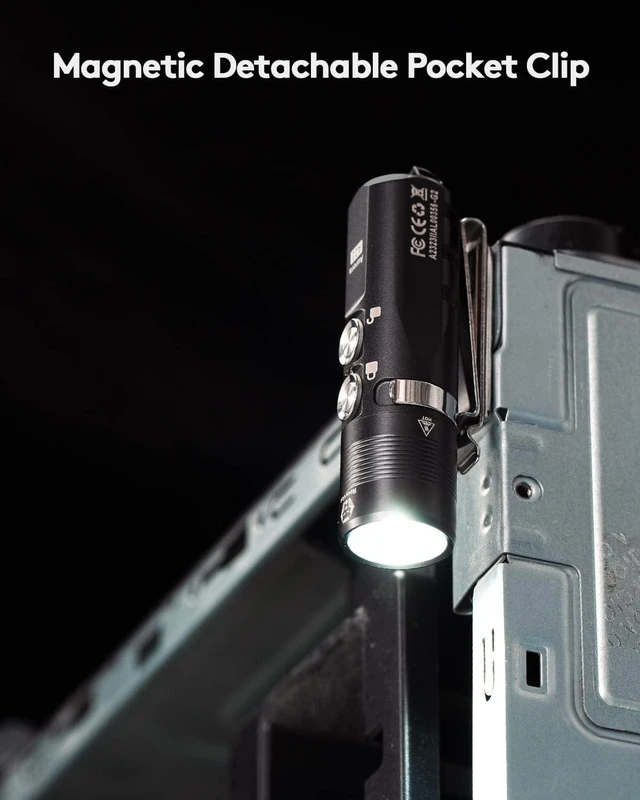 Alt view image 10 of 10 - RovyVon A23 G2 1000 lumens USB-C Rechargeable EDC Flashlight, 6500K Cool White 850mAh LED Pocket Flashlight Keychain, with Magnetic Pocket Clip for EDC Carry, Camping and Hiking (Gunmetal)