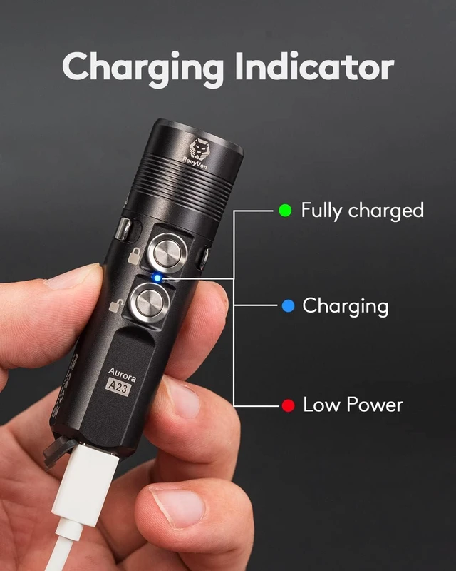 Alt view image 9 of 10 - RovyVon A23 G2 1000 lumens USB-C Rechargeable EDC Flashlight, 6500K Cool White 850mAh LED Pocket Flashlight Keychain, with Magnetic Pocket Clip for EDC Carry, Camping and Hiking (Gunmetal)