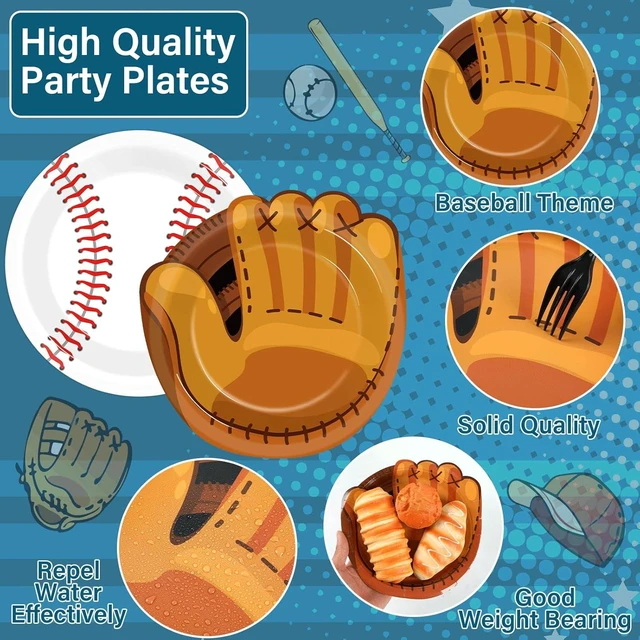 Alt view image 10 of 14 - Justforjoyful 100Pcs Baseball Plates Baseball Party Supplies 9inch Sports Themed Birthday Party Plates Disposable Baseball Dinner Dessert Paper Plates for Baseball Birthday Gamed Day Party Decorations