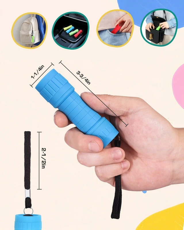 Alt view image 12 of 14 - EverBrite 16-Pack Mini LED Flashlight Set, Small Flash Lights Assorted 4 Colors, 48 AAA Batteries Included, for Emergency, Camping, Hiking, Outdoor Activities, Bulk Holiday Gifts