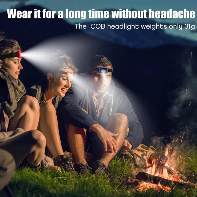 Alt view image 13 of 14 - Macarrie 24 LED Headlamp Flashlight, Cob Head Light with 3 Modes, Waterproof Headlamp for Adults and Kids, 72 AAA Batteries for Outdoor Night Survival Camping Running, 4 Colors