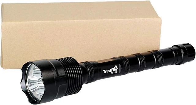 Alt view image 8 of 8 - TrustFire TR-3T6 LED Flashlight, Super Bright 3800 Lumens, Water Resistant 5 Light Modes Large Tactical Torch by 2X or 3X Rechargeable Battery(not Included)