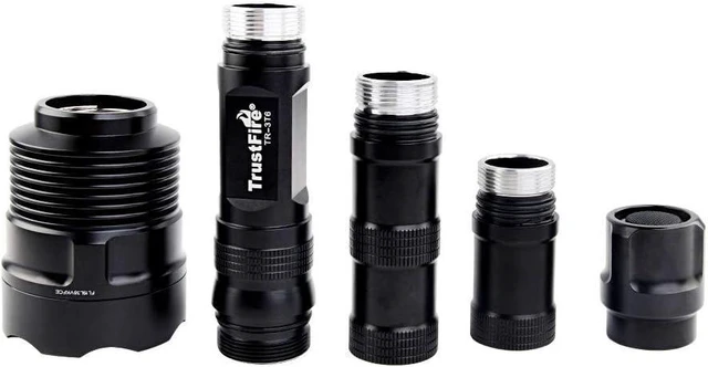 Alt view image 7 of 8 - TrustFire TR-3T6 LED Flashlight, Super Bright 3800 Lumens, Water Resistant 5 Light Modes Large Tactical Torch by 2X or 3X Rechargeable Battery(not Included)