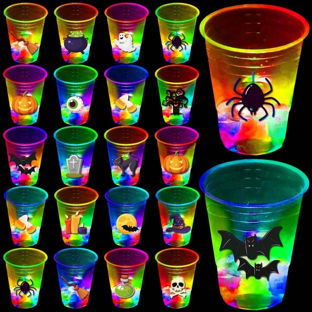 Alt view image 8 of 14 - mishunyus 40 Pcs Glow in The Dark Halloween Party Cups - Pumpkin Bat Ghost Theme, Plastic Drinkware for Adults Party Supplies