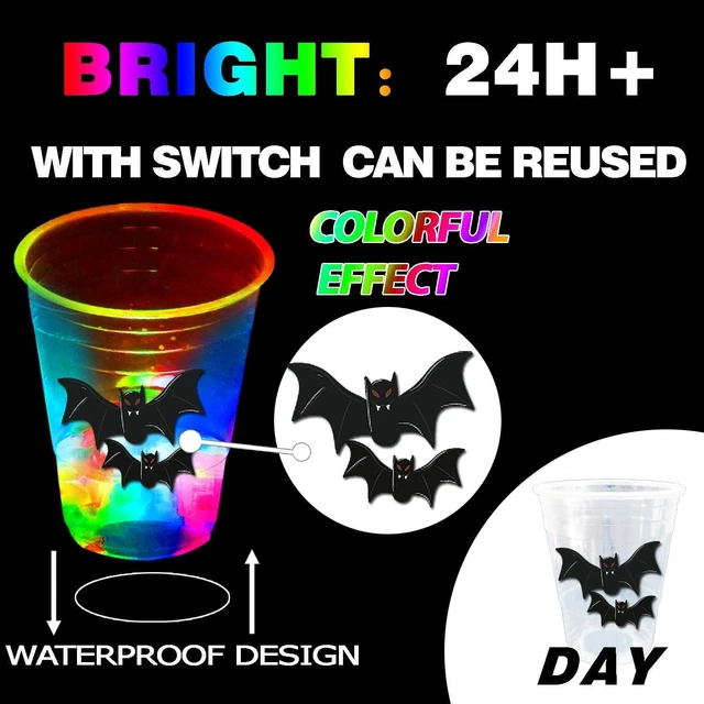 Alt view image 9 of 14 - mishunyus 40 Pcs Glow in The Dark Halloween Party Cups - Pumpkin Bat Ghost Theme, Plastic Drinkware for Adults Party Supplies