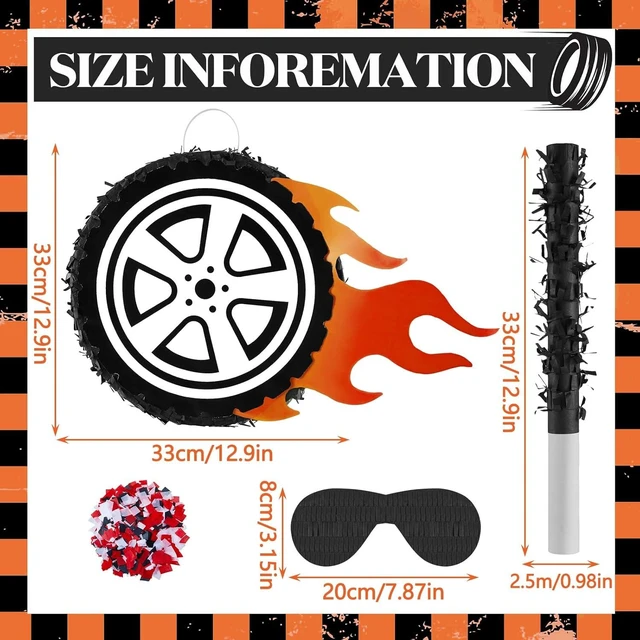 Alt view image 6 of 8 - Car Wheel Pinata Race Car Birthday Party Supplies 12.9 Inch Car Theme Party Decorations for Baby Shower, Bridal Shower, Race Car Theme Party
