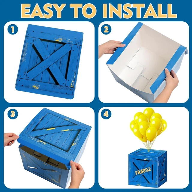 Alt view image 10 of 14 - Qilery 16 Pcs Balloon Box Party Military Supply Fragile Loot Drop Box Party Favors with Yellow Balloons Entertainment Theme Birthday Activities Box for Birthday Christmas