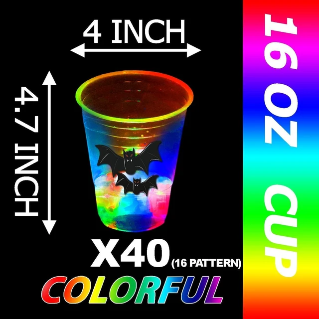 Alt view image 10 of 14 - mishunyus 40 Pcs Glow in The Dark Halloween Party Cups - Pumpkin Bat Ghost Theme, Plastic Drinkware for Adults Party Supplies
