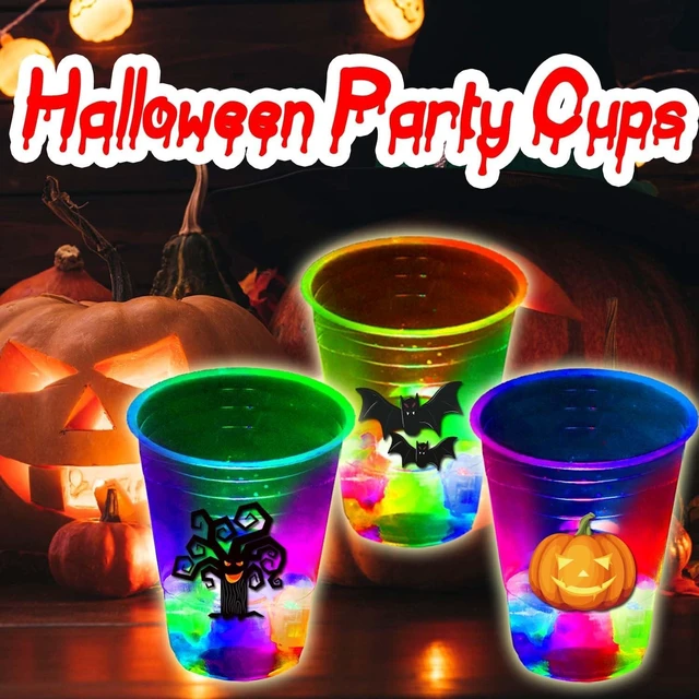 Alt view image 12 of 14 - mishunyus 40 Pcs Glow in The Dark Halloween Party Cups - Pumpkin Bat Ghost Theme, Plastic Drinkware for Adults Party Supplies